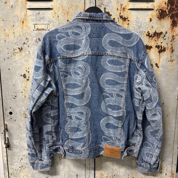 Hysteric Glamour x Supreme Denim Snake Trucker Jacket Blue Medium SS21 - Picture 5 of 10